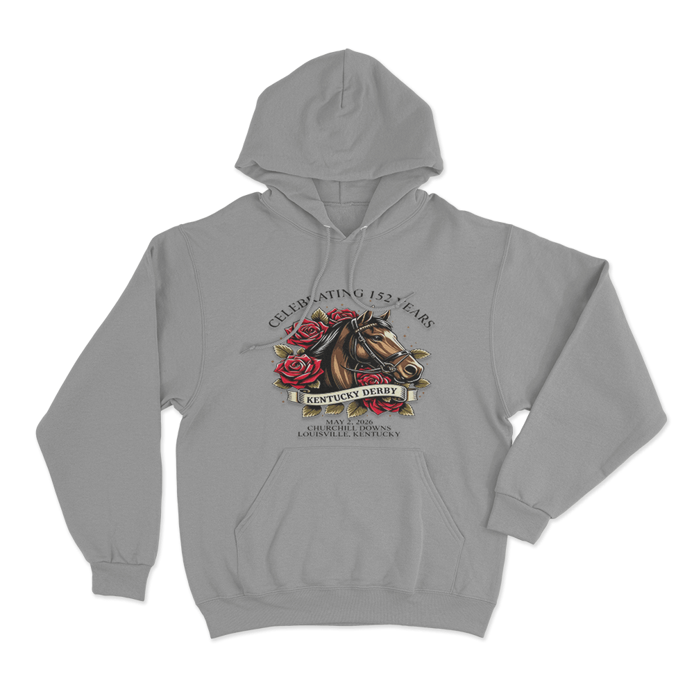 Celebrating 152 Years Kentucky Derby Unisex Hoodie Grey Celebrating 152 Years Kentucky Derby Unisex Hoodie Grey