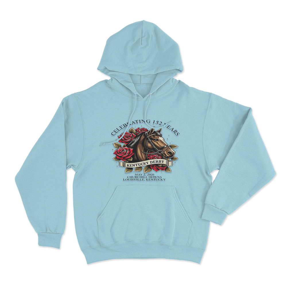 Celebrating 152 Years Kentucky Derby Unisex Hoodie Sky Blue Celebrating 152 Years Kentucky Derby Unisex Hoodie Sky Blue