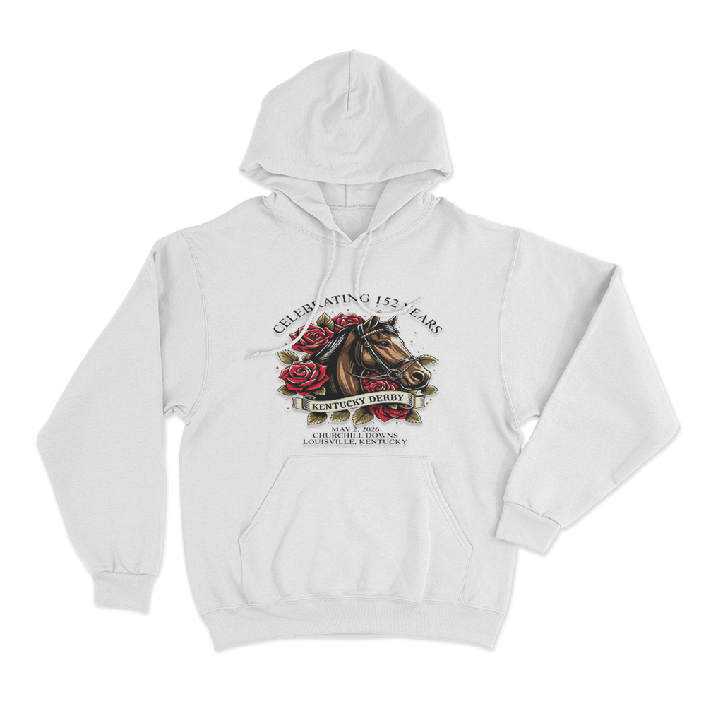 Celebrating 152 Years Kentucky Derby Unisex Hoodie White Celebrating 152 Years Kentucky Derby Unisex Hoodie White