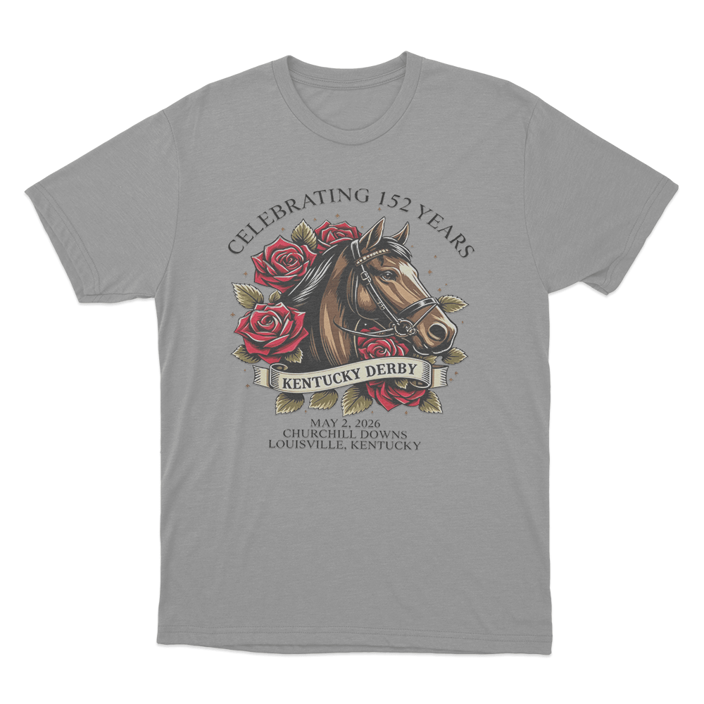 Celebrating 152 Years Kentucky Derby Unisex T Shirt Grey Celebrating 152 Years Kentucky Derby Unisex T Shirt Grey