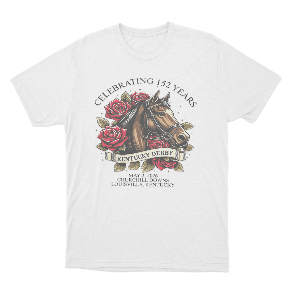 Celebrating 152 Years Kentucky Derby Unisex T Shirt White Celebrating 152 Years Kentucky Derby Unisex T Shirt White