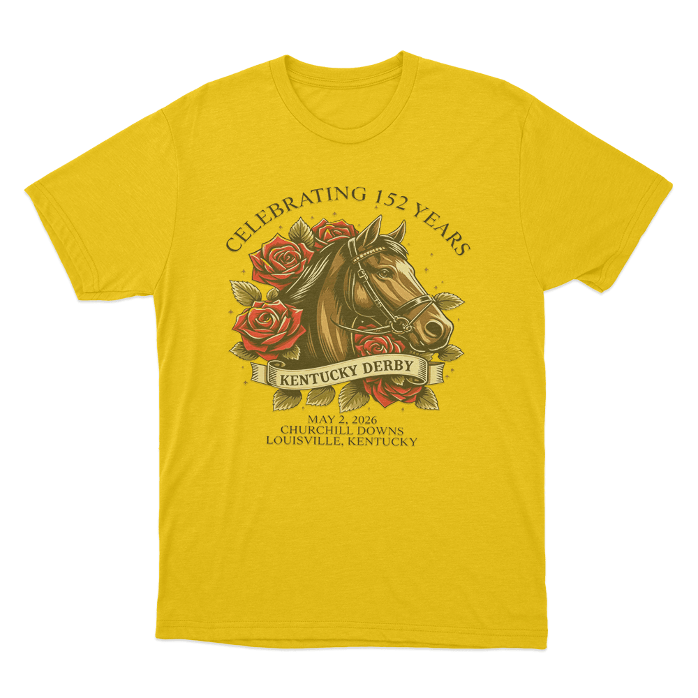 Celebrating 152 Years Kentucky Derby Unisex T Shirt Yellow Celebrating 152 Years Kentucky Derby Unisex T Shirt Yellow